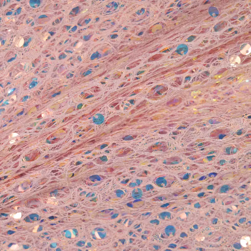 China Fabric for Skirt,Kids Puff Sleeve Tier Dress,Kids Lace Trim Dress Sequined Mesh Fabric Knit Fabric Polyester Pink color buy from China wholesaler bulk order at wholesale price free worldwide shipping Alibaba