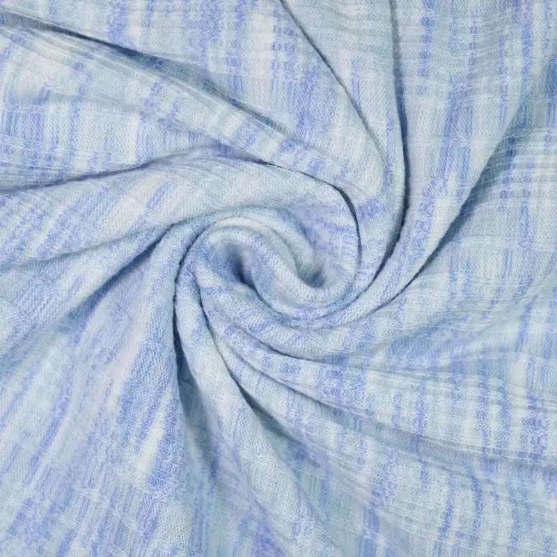 China Fabric for Hoodie  (Sweater),Dresses (Pullover) (Sweater),Single Button Cardigan (Sweater Rib Knit Fabric Polyester Rayon Spandex blue color buy from China wholesaler bulk order at wholesale price free worldwide shipping Alibaba