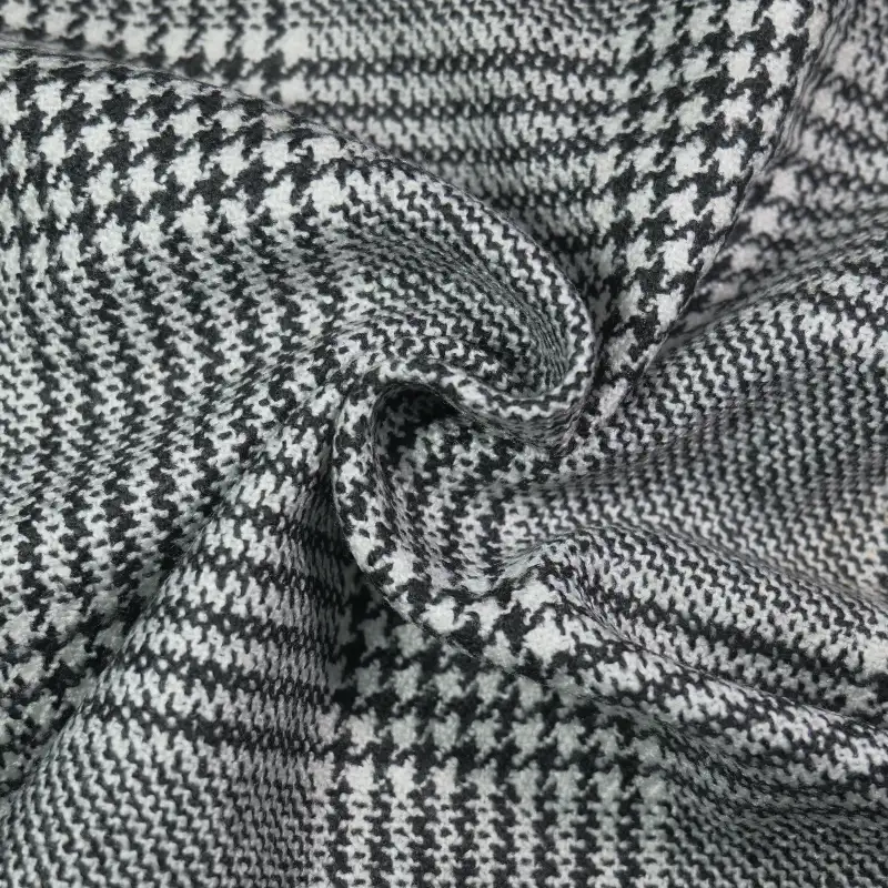 China Fabric for Skirt,Overcoat,Suit,Double-Breasted Coat Yarn Dyed Check Woven Blended Fabric Polyester black color buy from China wholesaler bulk order at wholesale price free worldwide shipping Alibaba
