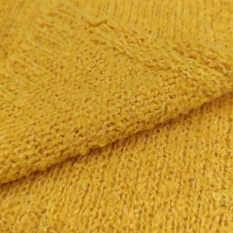 China Yarn for Dresses (Cardigan Button) (Sweater),Men's Pants (Sweater),Kids Button Cami Top (Sweater),Back Button Strappy Vest (Sweater),Tie-Front Top (Sweater) Boucle Yarn Fancy Yarn Polyester yellow color buy from China wholesaler bulk order at wholesale price free worldwide shipping Alibaba