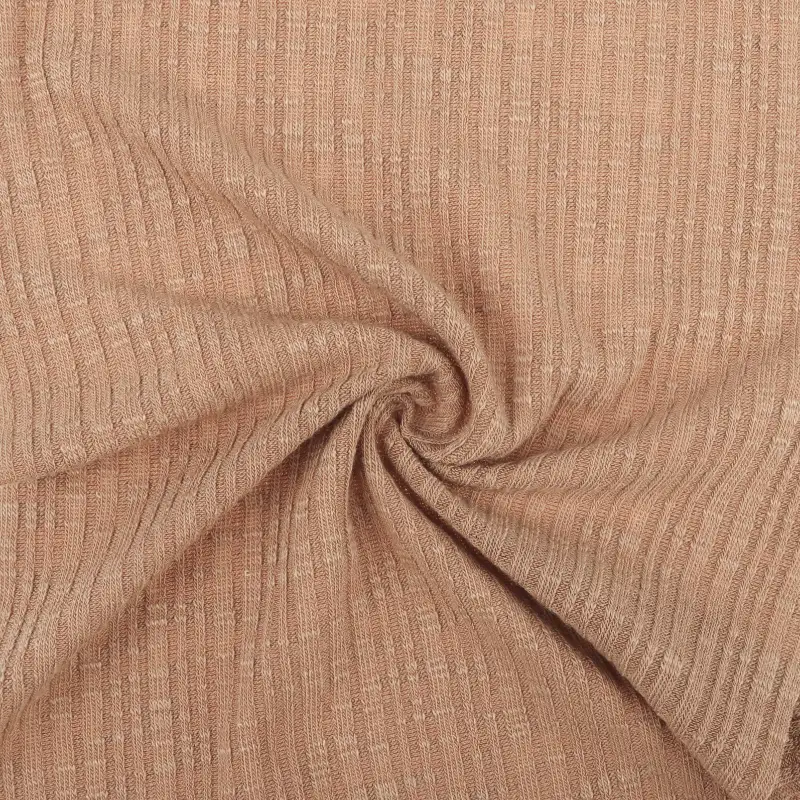 China Fabric for T-Shirt,Shirt Half Sleeve Zipper (Sweater),Crop Top Pullover (Sweater) Rib Knit Fabric Polyester Rayon Spandex Brown color buy from China wholesaler bulk order at wholesale price free worldwide shipping Alibaba