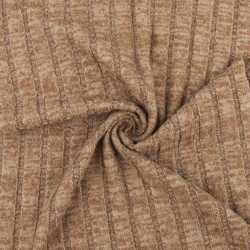 China Fabric for T-Shirt,Shirt Long Sleeve Zipper (Sweater),Crop Top Pullover (Sweater) Rib Knit Fabric Polyester Spandex Brown color buy from China wholesaler bulk order at wholesale price free worldwide shipping Alibaba