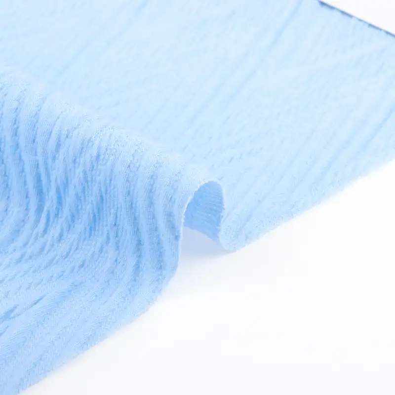 China Fabric for T-Shirt,Shirt Long Sleeve Zipper (Sweater),Crop Top Pullover (Sweater) Jacquard Knit Fabric Polyester Spandex blue color buy from China wholesaler bulk order at wholesale price free worldwide shipping Alibaba