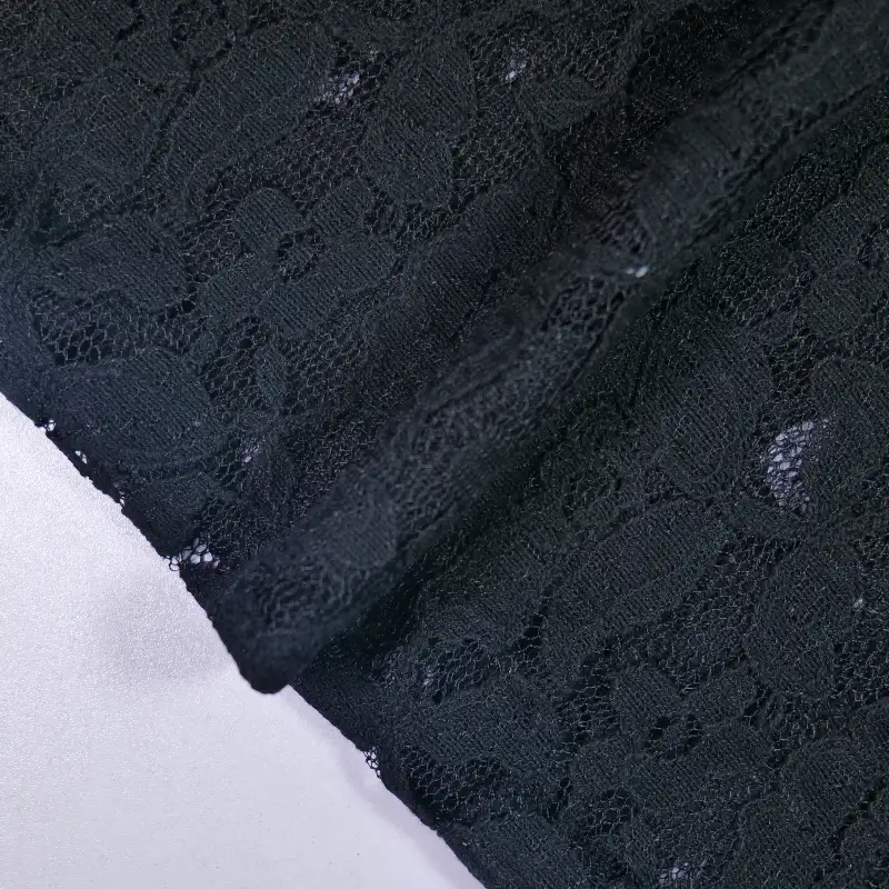 China Fabric for Kids Drop Shoulder Sleeve Pleated Lace Coat,Kids Lace Trim Dress,Lace-Up V-Neck Crop Top,Ladies Pleated Lace Shorts Lace Knit Fabric Cotton Nylon black color buy from China wholesaler bulk order at wholesale price free worldwide shipping Alibaba