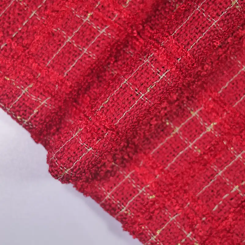 China Fabric for Jackets,Blazer,Skirt Chanel-Style Fabric Woolen Polyester red color buy from China wholesaler bulk order at wholesale price free worldwide shipping Alibaba