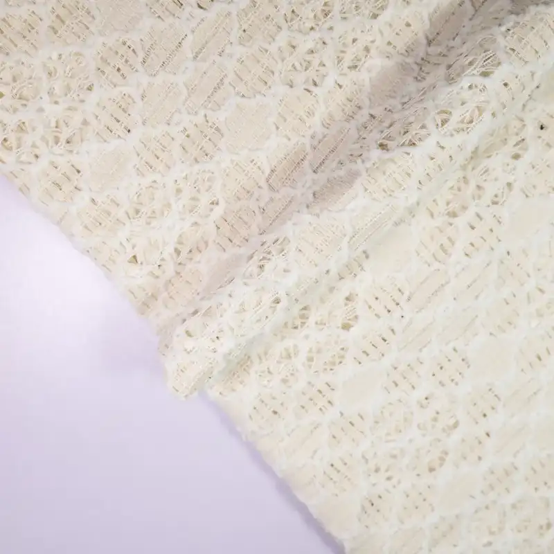 China Fabric for Skirt,Hoodie,Sleeveless Corset Midi Dress Lace Knit Fabric Polyester Cotton rice color buy from China wholesaler bulk order at wholesale price free worldwide shipping Alibaba