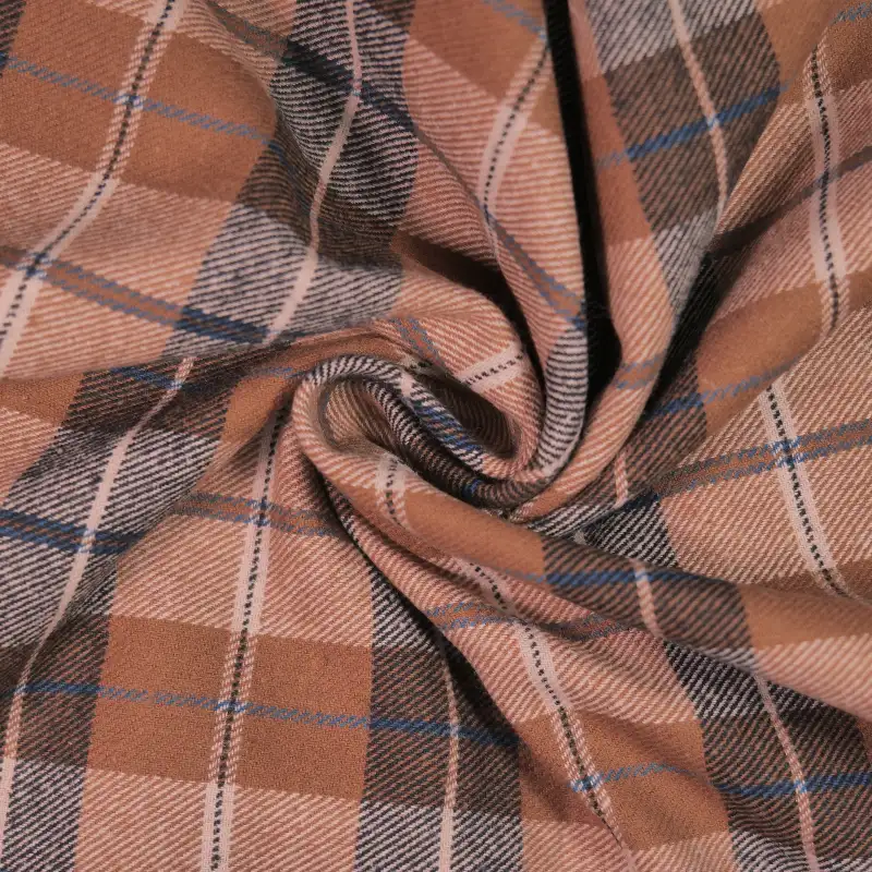 China Fabric for Shirt,Casual Long Sleeve Crop Shirt,Cropped V-Neck Shirt Yarn Dyed Check Natural Woven Fabric Cotton brown color buy from China wholesaler bulk order at wholesale price free worldwide shipping Alibaba