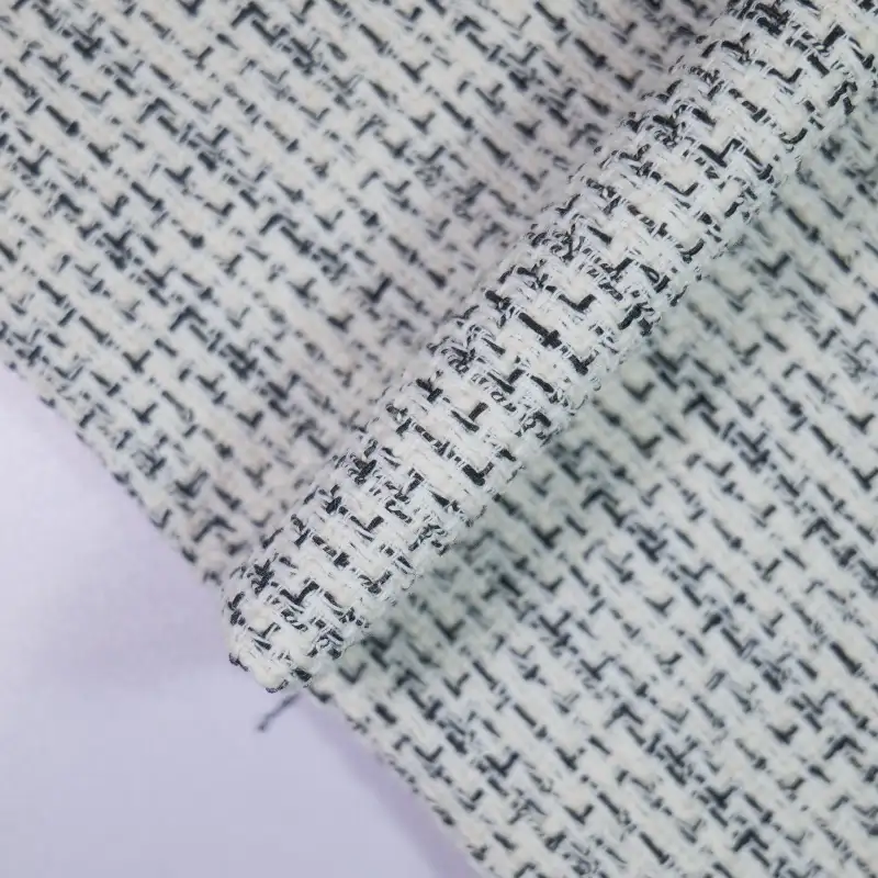 China Fabric for Blazer,Overcoat,Open Waistcoat Chanel-Style Fabric Woolen Polyester Cotton black white color buy from China wholesaler bulk order at wholesale price free worldwide shipping Alibaba