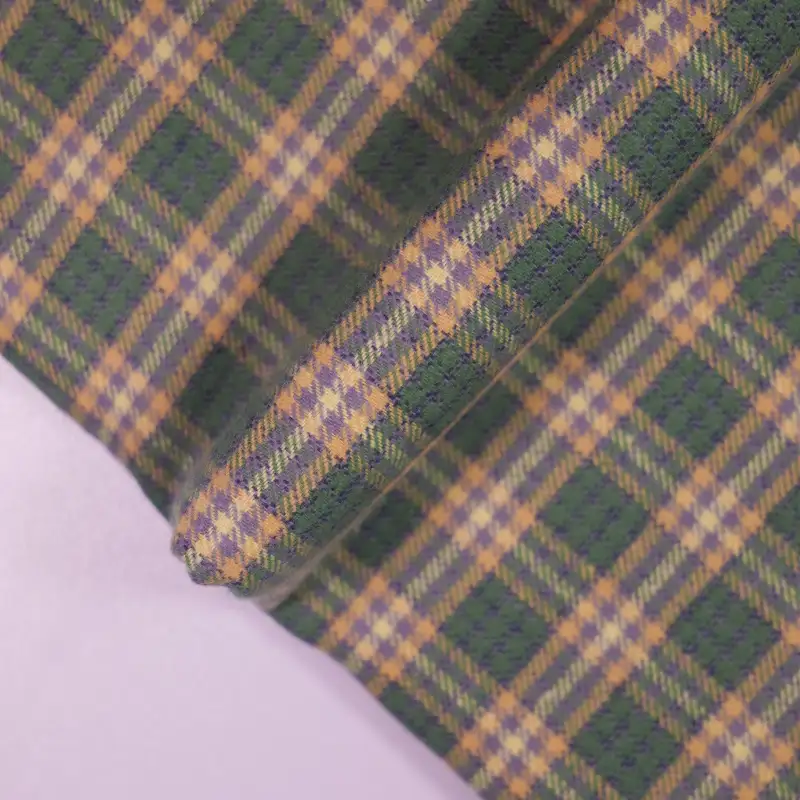 China Fabric for Shirt,Big Pockets Shirt Dress,Button Half-Placket Long Sleeve Shirt Yarn Dyed Check Natural Woven Fabric Cotton dark green -yellow color buy from China wholesaler bulk order at wholesale price free worldwide shipping Alibaba