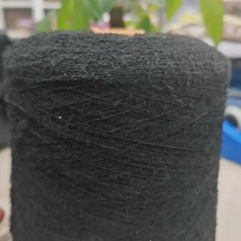 China Yarn for Full-Zipper Cardigan (Sweater),Half-Zipper Cardigan (Sweater),Shirt Long Sleeve Button (Sweater),Shirt Half Sleeve Zipper (Sweater) Boucle Yarn Fancy Yarn Cotton Polyester BLACK color buy from China wholesaler bulk order at wholesale price free worldwide shipping Alibaba