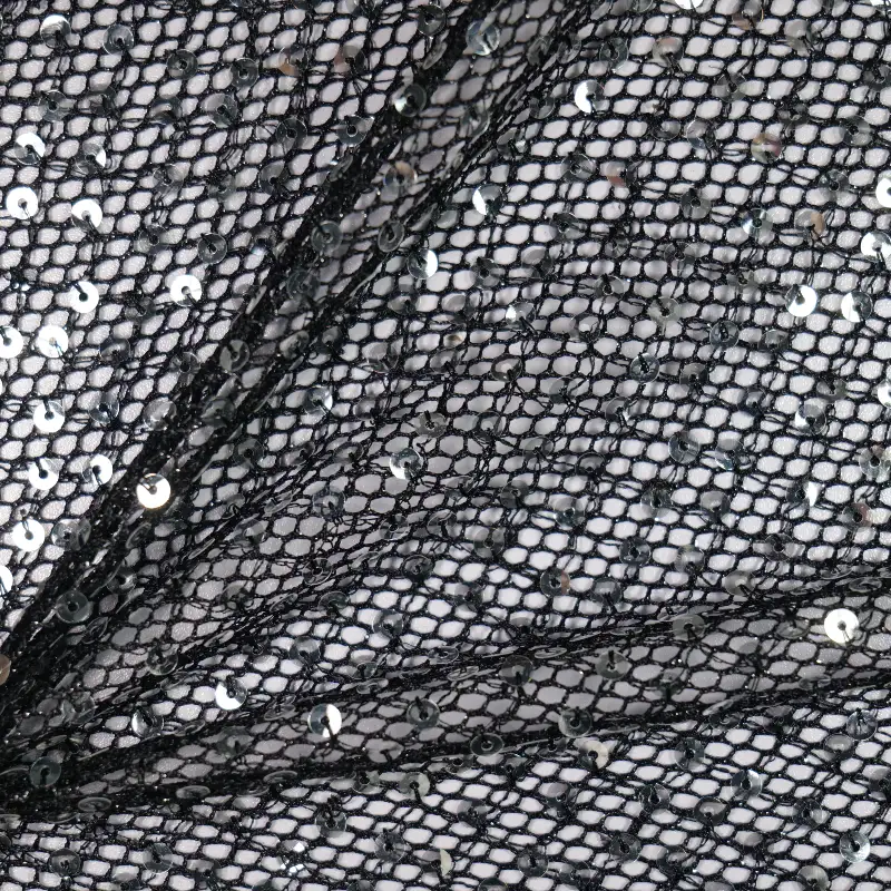 China Fabric for Skirt Mesh Knit Fabric Polyester Polyamide METALLIC GOLD Black color buy from China wholesaler bulk order at wholesale price free worldwide shipping Alibaba