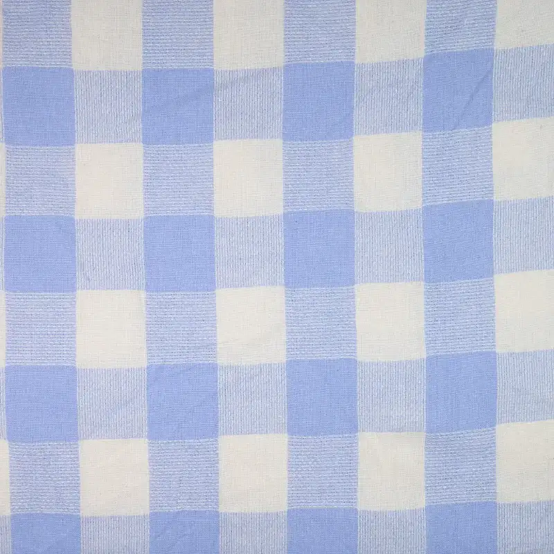 China Fabric for Shirt,Casual Long Sleeve Crop Shirt,Cropped V-Neck Shirt Yarn Dyed Check Natural Woven Fabric Cotton blue white color buy from China wholesaler bulk order at wholesale price free worldwide shipping Alibaba