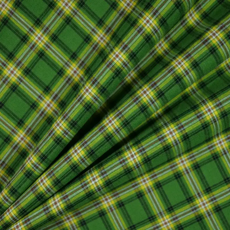 China Fabric for Shirt,Stand Collar Double-Breasted Shirt,V-Neck Short Sleeve Shirt V Yarn Dyed Check Natural Woven Fabric Cotton green yellow color buy from China wholesaler bulk order at wholesale price free worldwide shipping Alibaba