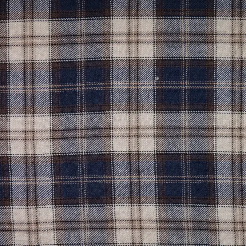 China Fabric for Shirt,Cropped V-Neck Shirt,V-Neck Short Sleeve Shirt V Yarn Dyed Check Woven Blended Fabric Cotton GREY BROWN color buy from China wholesaler bulk order at wholesale price free worldwide shipping Alibaba