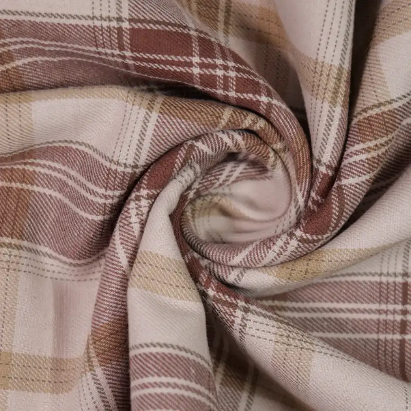 China Fabric for Shirt,Tier Midi Shirt Dress,Womens Slim Fit Shirt,Womens Stand Collar Shirt Yarn Dyed Check Woven Blended Fabric Cotton brown grey color buy from China wholesaler bulk order at wholesale price free worldwide shipping Alibaba