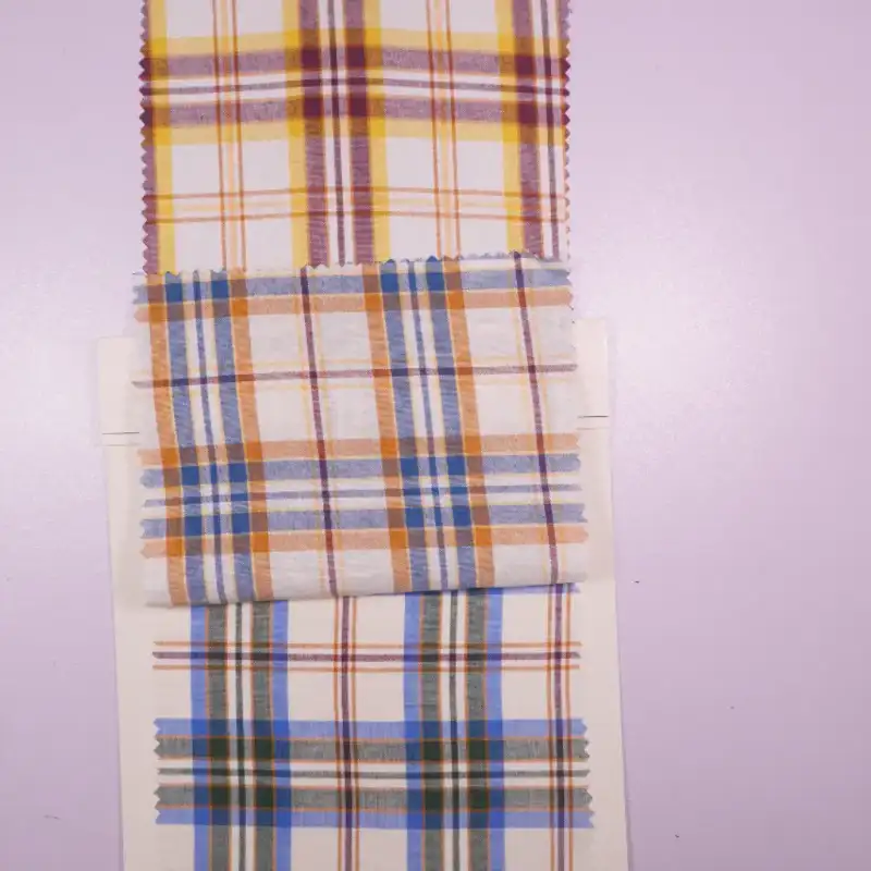 China Fabric for Shirt,Skirt,Sleeveless Waist Shirt,Button Half-Placket Long Sleeve Shirt Yarn Dyed Check Natural Woven Fabric Cotton yellow-white-dark red color buy from China wholesaler bulk order at wholesale price free worldwide shipping Alibaba