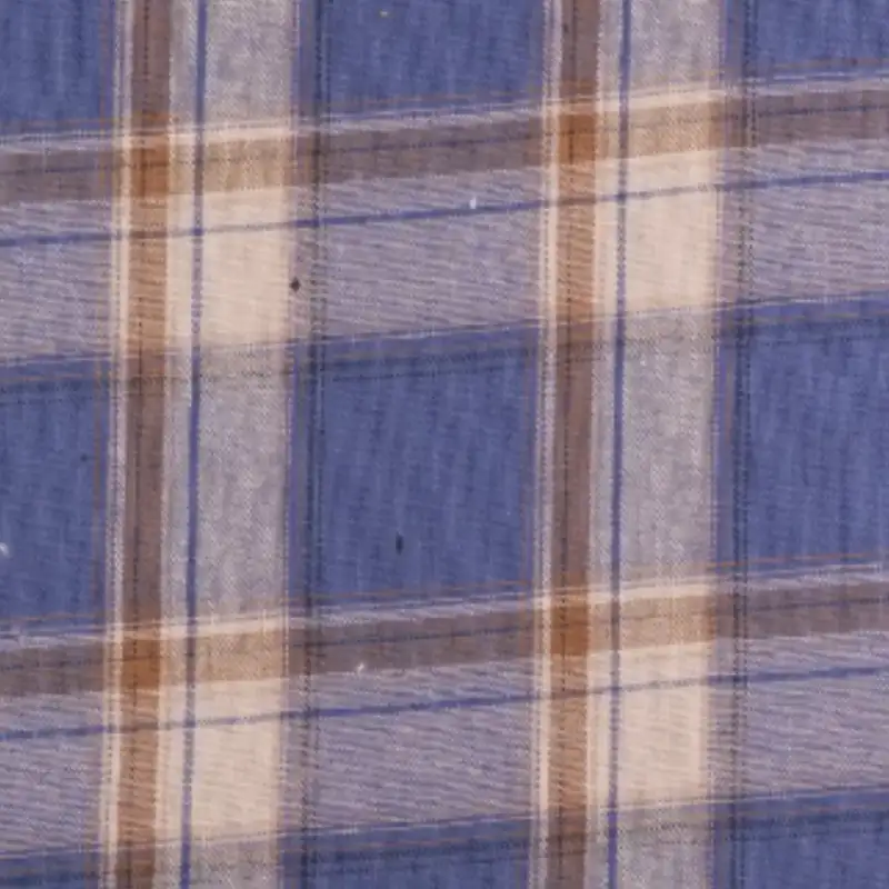 China Fabric for Shirt,Big Pockets Shirt Dress,Stand Collar Double-Breasted Shirt Yarn Dyed Check Woven Blended Fabric Cotton Rayon blue color buy from China wholesaler bulk order at wholesale price free worldwide shipping Alibaba