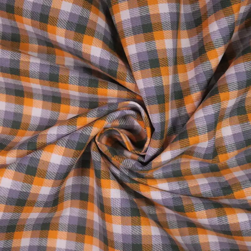 China Fabric for Shirt,Skirt,Tier Midi Shirt Dress Yarn Dyed Check Natural Woven Fabric Cotton dark green-orange color buy from China wholesaler bulk order at wholesale price free worldwide shipping Alibaba