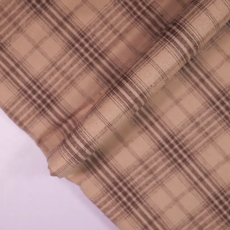 China Fabric for Shirt,Skirt,Tier Midi Shirt Dress,Womens Stand Collar Shirt Yarn Dyed Check Natural Woven Fabric Cotton coffee color buy from China wholesaler bulk order at wholesale price free worldwide shipping Alibaba