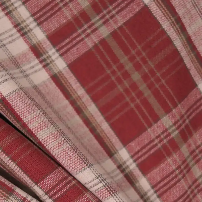 China Fabric for Shirt,Skirt,V-Neck Short Sleeve Shirt V Yarn Dyed Check Natural Woven Fabric Cotton dark red-grey color buy from China wholesaler bulk order at wholesale price free worldwide shipping Alibaba