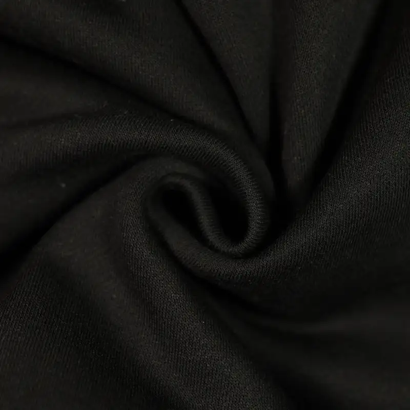 China Fabric for Jackets,Hoodie,Flare Leggings,Kids Cloak Style Short Coat Fleece Knit Fabric Polyester Cotton BLACK color buy from China wholesaler bulk order at wholesale price free worldwide shipping Alibaba