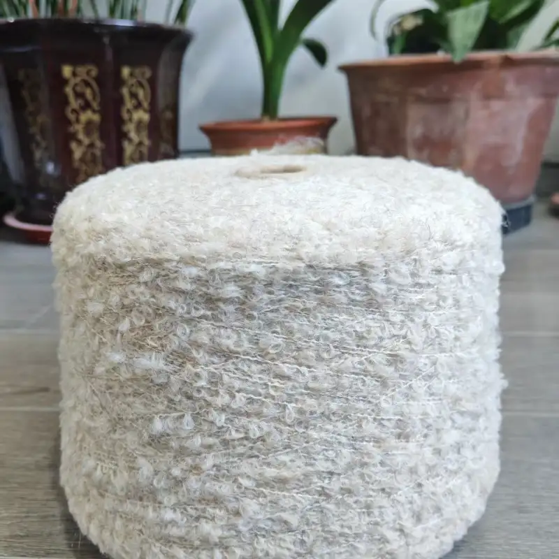 China Yarn for Open Cardigan (Sweater),Full-Zipper Cardigan (Sweater),Half-Zipper Cardigan (Sweater) Boucle Yarn Fancy Yarn Recycled Polyester Polyester Acrylic Wool Spandex white color buy from China wholesaler bulk order at wholesale price free worldwide shipping Alibaba