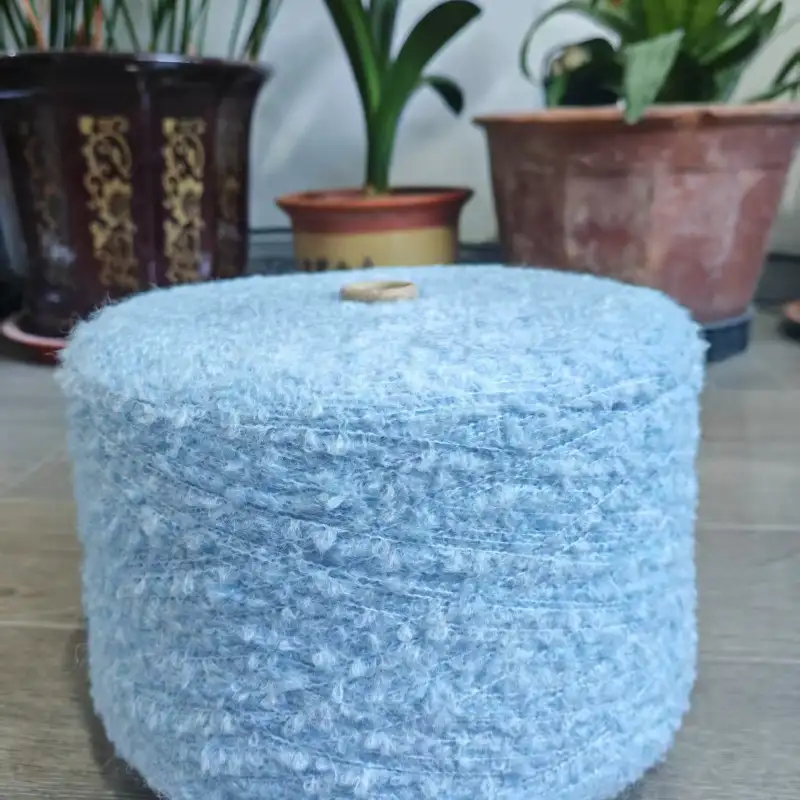 China Yarn for Open Cardigan (Sweater),Full-Zipper Cardigan (Sweater),Half-Zipper Cardigan (Sweater) Boucle Yarn Fancy Yarn Recycled Polyester Polyester Acrylic Wool Spandex blue color buy from China wholesaler bulk order at wholesale price free worldwide shipping Alibaba