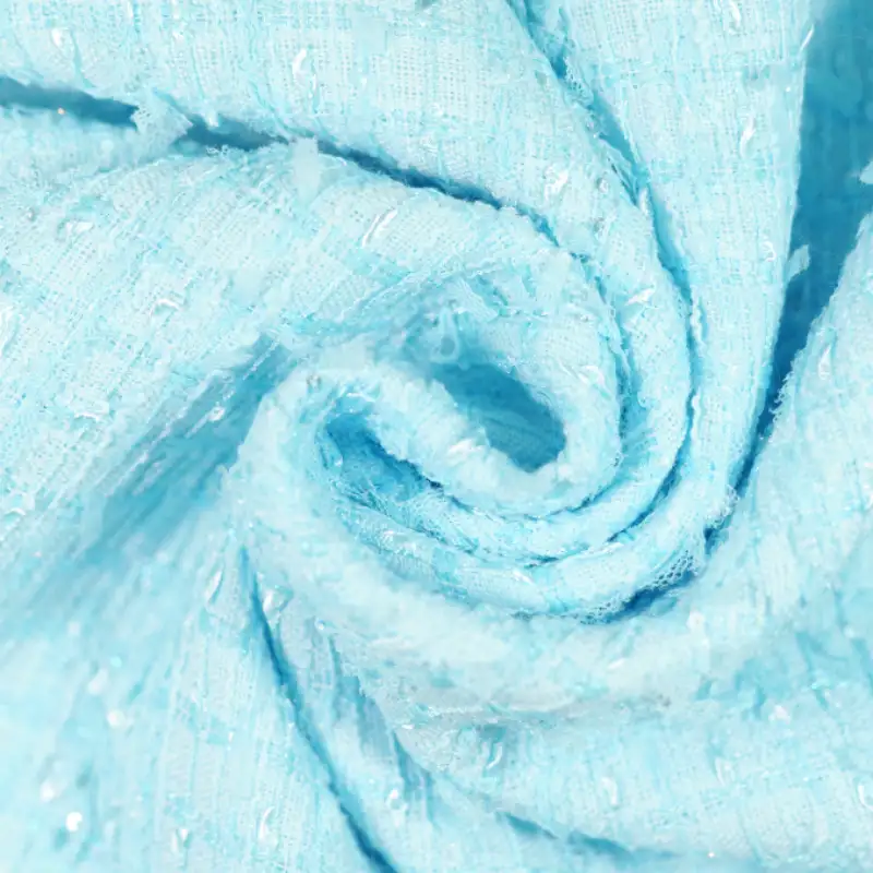 China Fabric for Over Shirt,Long Sleeve Base Layer Top,Womens Crew-Neck Layer Top Chanel-Style Fabric Woolen Polyester blue color buy from China wholesaler bulk order at wholesale price free worldwide shipping Alibaba