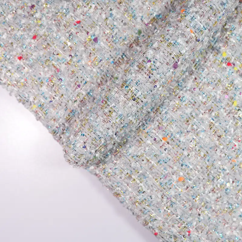 China Fabric for Skirt,Puff Sleeve Ruched Dress,Bow Tie Short Sleeve Dress Chanel-Style Fabric Woolen Polyester grey color buy from China wholesaler bulk order at wholesale price free worldwide shipping Alibaba