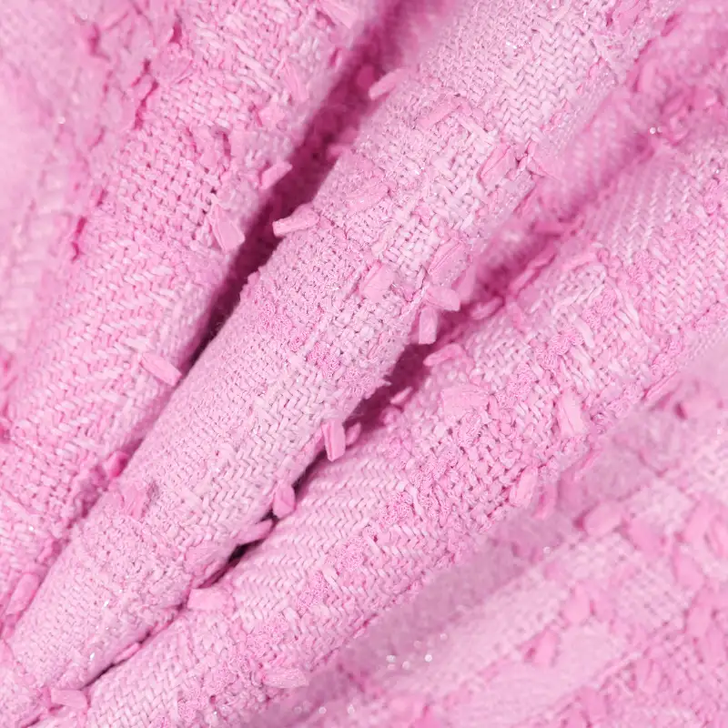 China Fabric for Skirt,Open Waistcoat Chanel-Style Fabric Woolen Polyester ROSE PINK color buy from China wholesaler bulk order at wholesale price free worldwide shipping Alibaba