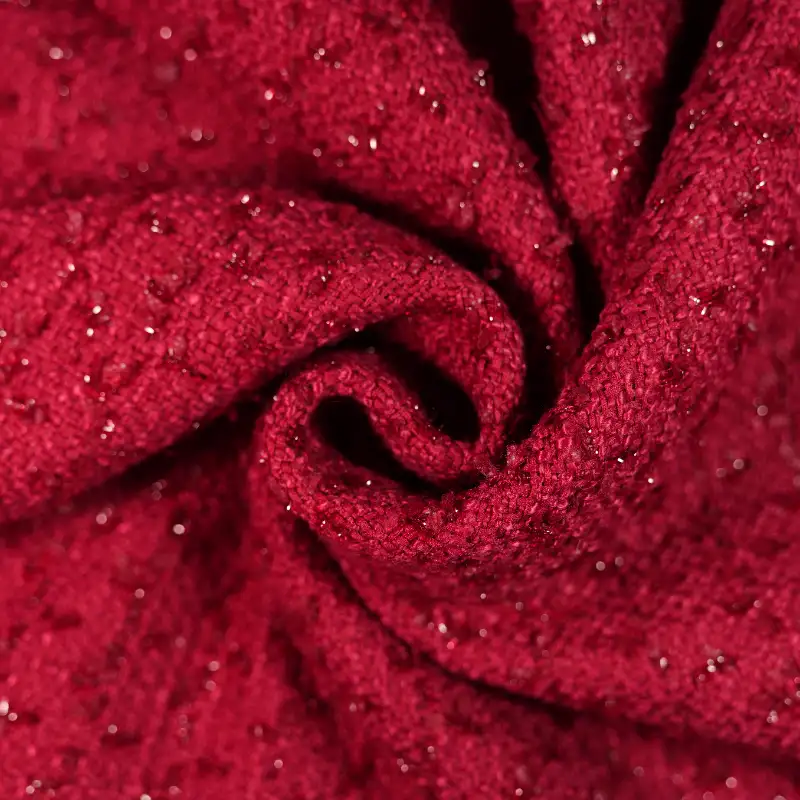 China Fabric for Skirt,Strap Midi Dress Chanel-Style Fabric Woolen Polyester Sequin pink color buy from China wholesaler bulk order at wholesale price free worldwide shipping Alibaba