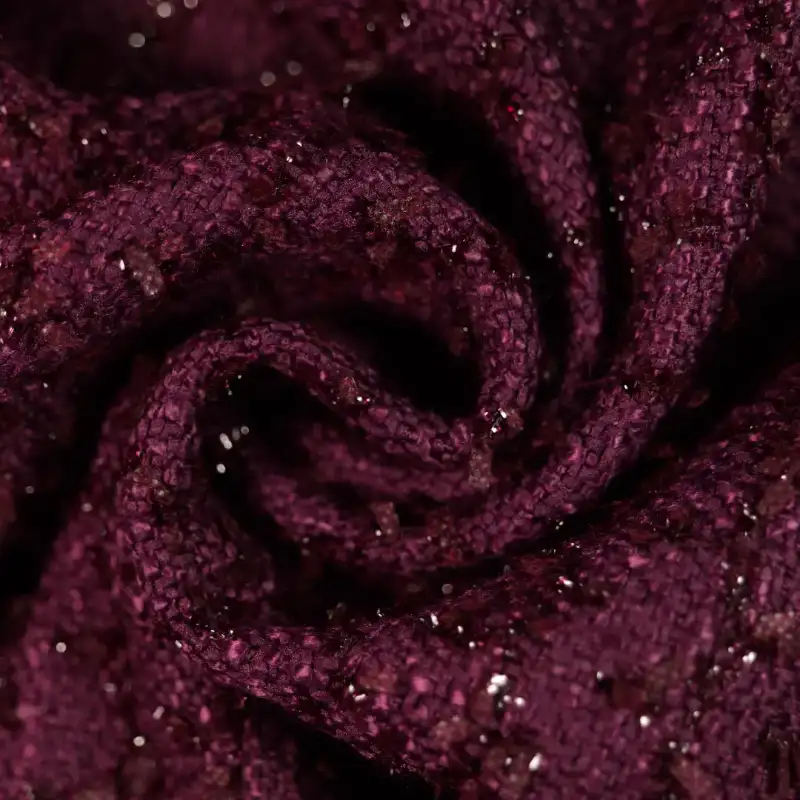 China Fabric for Skirt,Backless Beach Dress Chanel-Style Fabric Woolen Polyester Sequin PURPLE color buy from China wholesaler bulk order at wholesale price free worldwide shipping Alibaba
