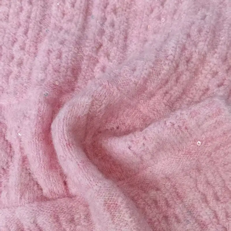 China Yarn for Knitted Jacket (Sweater),Round Neck Pullover (Sweater),Hoodie  (Sweater),Dresses (Pullover) (Sweater) Mossy Yarn Fancy Yarn Wool Acrylic Polyester Lurex Elastane Sequin pink+sparkling color buy from China wholesaler bulk order at wholesale price free worldwide shipping Alibaba