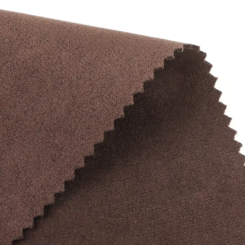 China Fabric for Jackets,Trench Coat,Overcoat,Waist coat Suede Knit Fabric Polyester Spandex Brown color buy from China wholesaler bulk order at wholesale price free worldwide shipping Alibaba