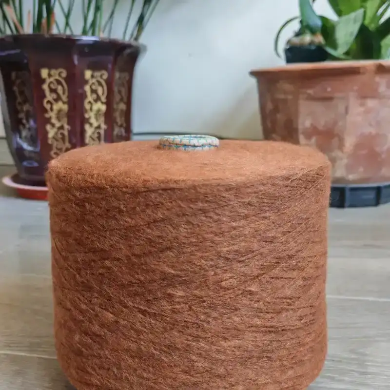 China Yarn for Ladies Vest (Sweater),Open Cardigan (Sweater) Air Spun Yarn Fancy Yarn Polyester Recycled Polyester Nylon RWS Wool Brown color buy from China wholesaler bulk order at wholesale price free worldwide shipping Alibaba