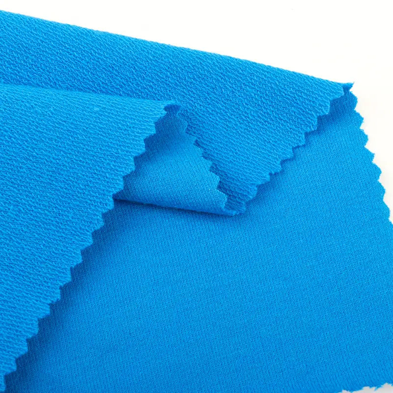 China Fabric for T-Shirt,Tank Top,Crop Top,Trench Coat,Pajamas,Loungewear French Terry Knit Fabric Cotton Polyester Spandex Blue color buy from China wholesaler bulk order at wholesale price free worldwide shipping Alibaba