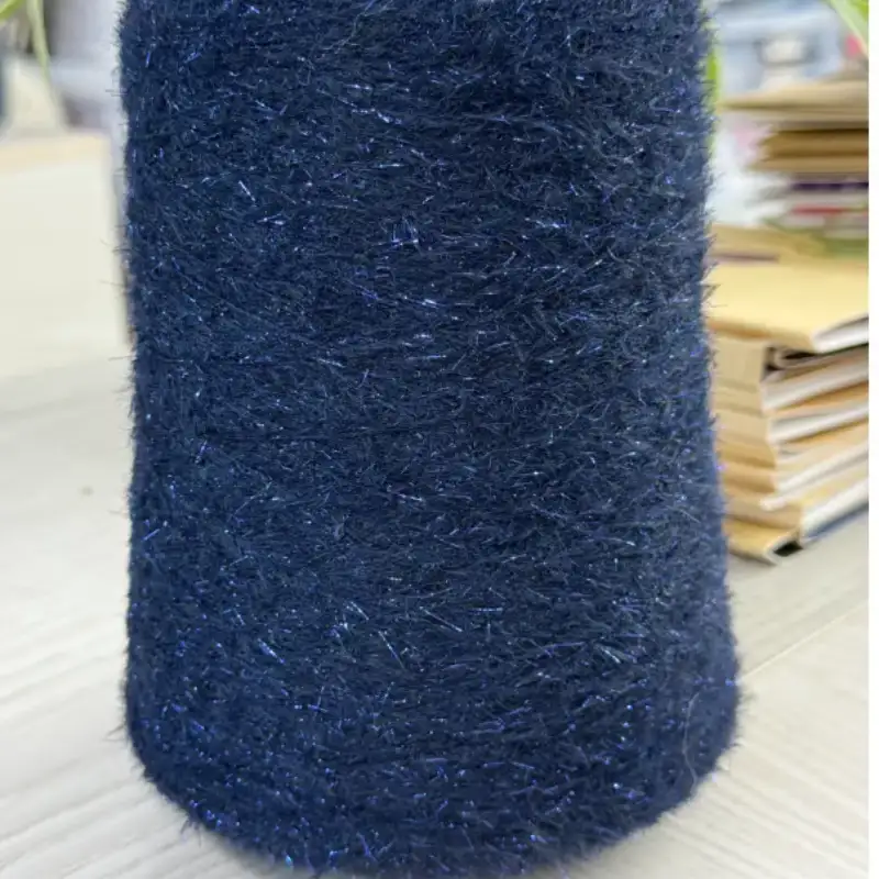 China Yarn for Ladies Vest (Sweater),Men’s Vest (Sweater),Open Cardigan (Sweater),Half-Zipper Cardigan (Sweater),Crew Neck Pullover (Sweater),Crop Top Pullover (Sweater) Cat Feather Yarn Fancy Yarn Nylon Polyester Lurex Navy color buy from China wholesaler bulk order at wholesale price free worldwide shipping Alibaba