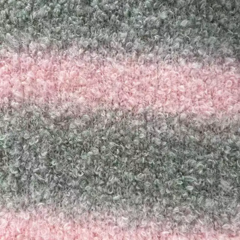 China Yarn for Open Cardigan (Sweater),Hoodie  (Sweater),Dresses (Pullover) (Sweater),Tie-Front Top (Sweater),Scallop Trims Cardigan (Sweater) Boucle Yarn Fancy Yarn Recycled Polyester Acrylic Polyester Wool Elastane PINK+gray color buy from China wholesaler bulk order at wholesale price free worldwide shipping Alibaba