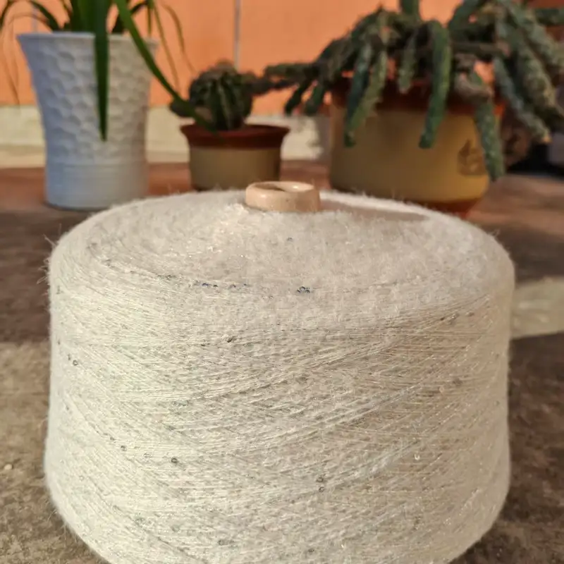 China Yarn for Full-Zipper Cardigan (Sweater),Half-Zipper Cardigan (Sweater),Shirt Long Sleeve Button (Sweater) Mossy Yarn Fancy Yarn Recycled Polyester RWS Wool Lurex white color buy from China wholesaler bulk order at wholesale price free worldwide shipping Alibaba
