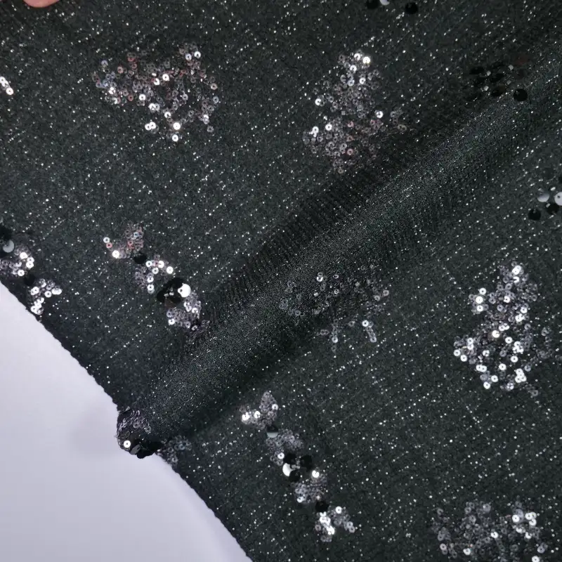 China Fabric for Shirt,Skirt,Kids Puff Sleeve Tier Dress Chanel-Style Fabric Woolen Wool Polyester Lurex Spandex Black color buy from China wholesaler bulk order at wholesale price free worldwide shipping Alibaba