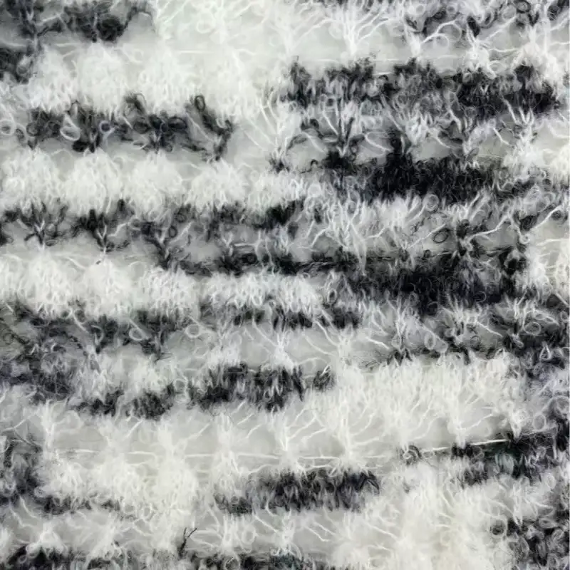 China Yarn for Ladies Vest (Sweater),U-Neck Cardigan (Sweater),Kids Ruffled Edge Jumper (Sweater) Boucle Yarn Fancy Yarn Polyester Nylon Acrylic Wool White+BLACK color buy from China wholesaler bulk order at wholesale price free worldwide shipping Alibaba