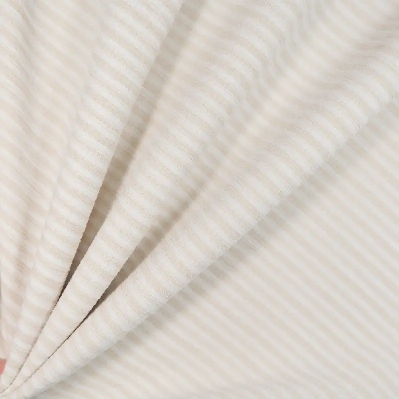 China Fabric for Shirt,Crop Top,Skirt Yarn-dyed fabric Knit Fabric Polyester Spandex beige color buy from China wholesaler bulk order at wholesale price free worldwide shipping Alibaba