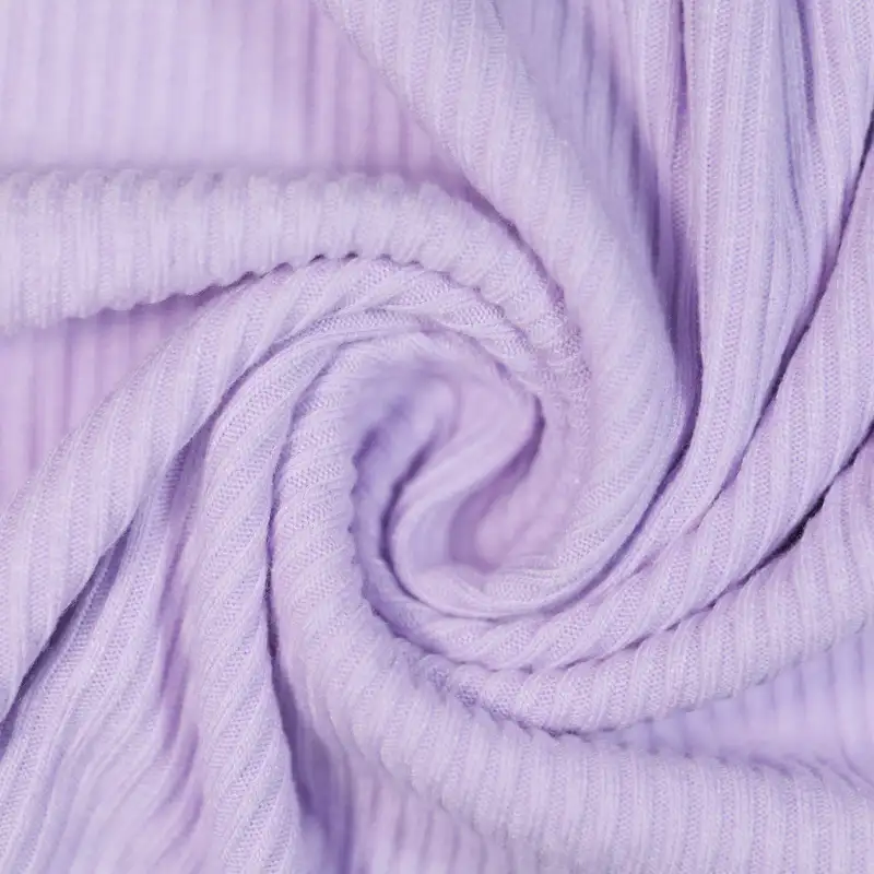 China Fabric for T-Shirt,Skirt,Wide Leg Trousers,Pieced Rib Half-Zip Hoodie Rib Knit Fabric Rayon Polyester Nylon Spandex Violet color buy from China wholesaler bulk order at wholesale price free worldwide shipping Alibaba