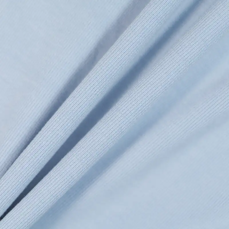 China Fabric for Jackets,Skirt,Hoodie,Womens Mid Rise Wide Leg Pants Single Jersey Knit Fabric Rayon Polyester Spandex blue color buy from China wholesaler bulk order at wholesale price free worldwide shipping Alibaba