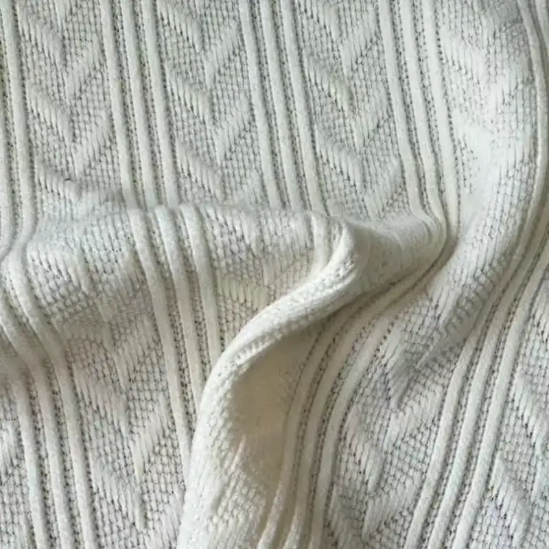 China Fabric for Long Sleeve Base Layer Top,Womens V-Neck Mid-Length Oversized Coat Jacquard Knit Fabric Rayon Polyester Nylon rice color buy from China wholesaler bulk order at wholesale price free worldwide shipping Alibaba