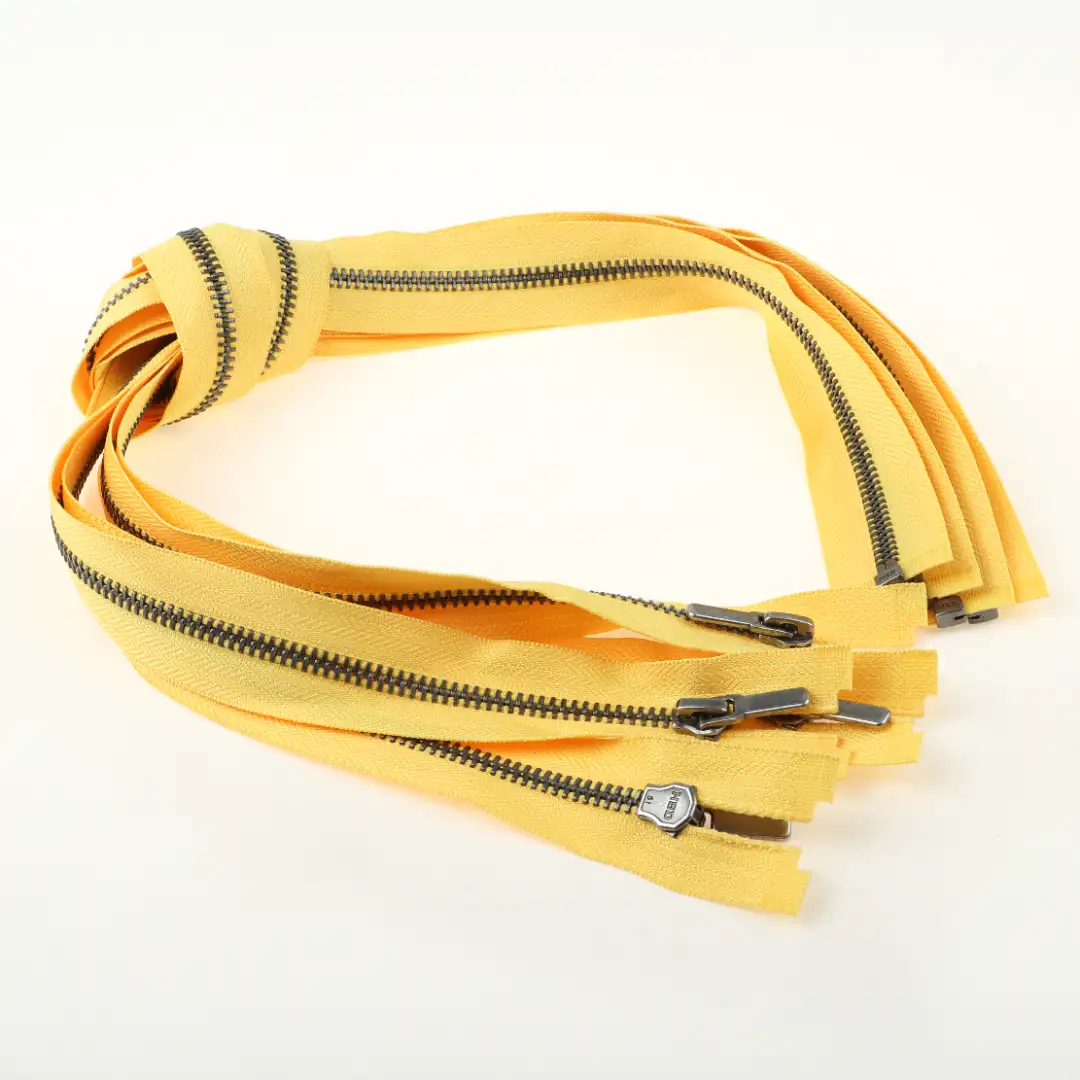 Yellow Open Metal Zippers Zipper for Overcoat buy garments accessories in bulk from China wholesaler at wholesale price free worldwide shipping Alibaba
