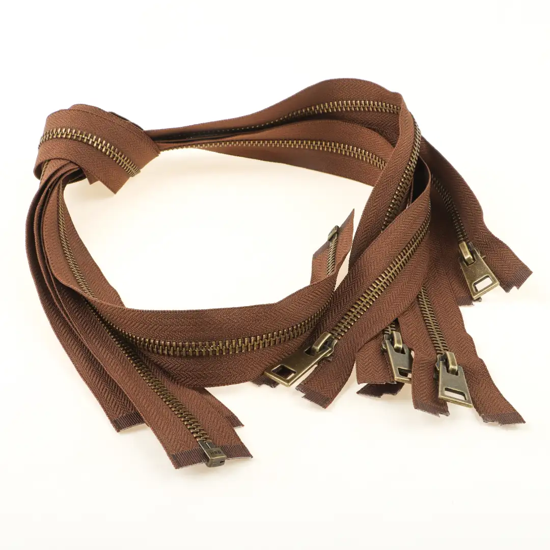 Brown Open Metal Zippers Zipper for Overcoat buy garments accessories in bulk from China wholesaler at wholesale price free worldwide shipping Alibaba