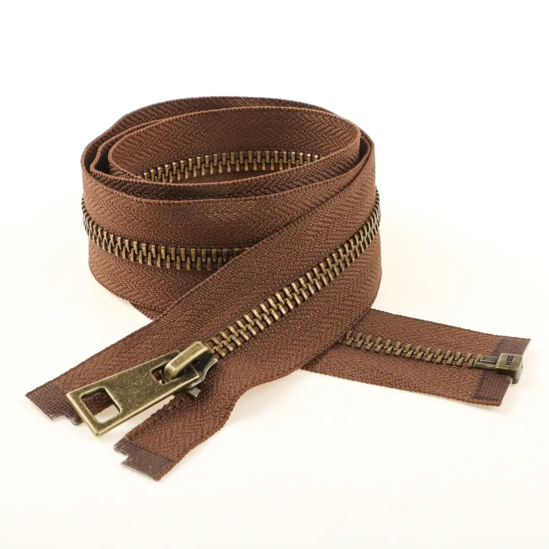 Brown Open Metal Zippers Zipper for Overcoat buy garments accessories in bulk from China wholesaler at wholesale price free worldwide shipping Alibaba