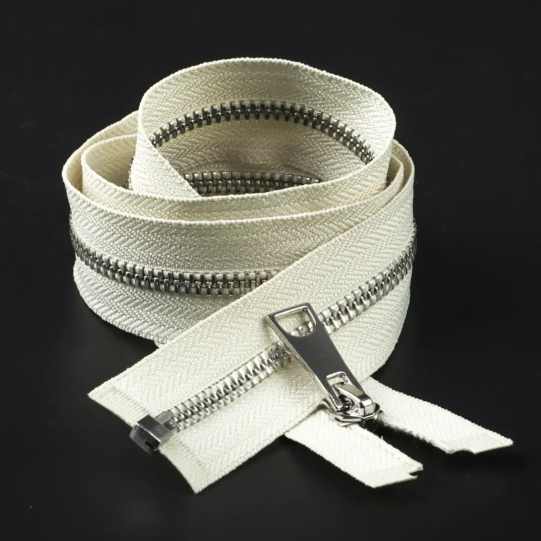Cream Open Metal Zippers Zipper for Overcoat buy garments accessories in bulk from China wholesaler at wholesale price free worldwide shipping Alibaba