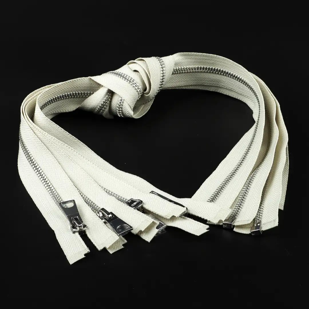 Cream Open Metal Zippers Zipper for Overcoat buy garments accessories in bulk from China wholesaler at wholesale price free worldwide shipping Alibaba